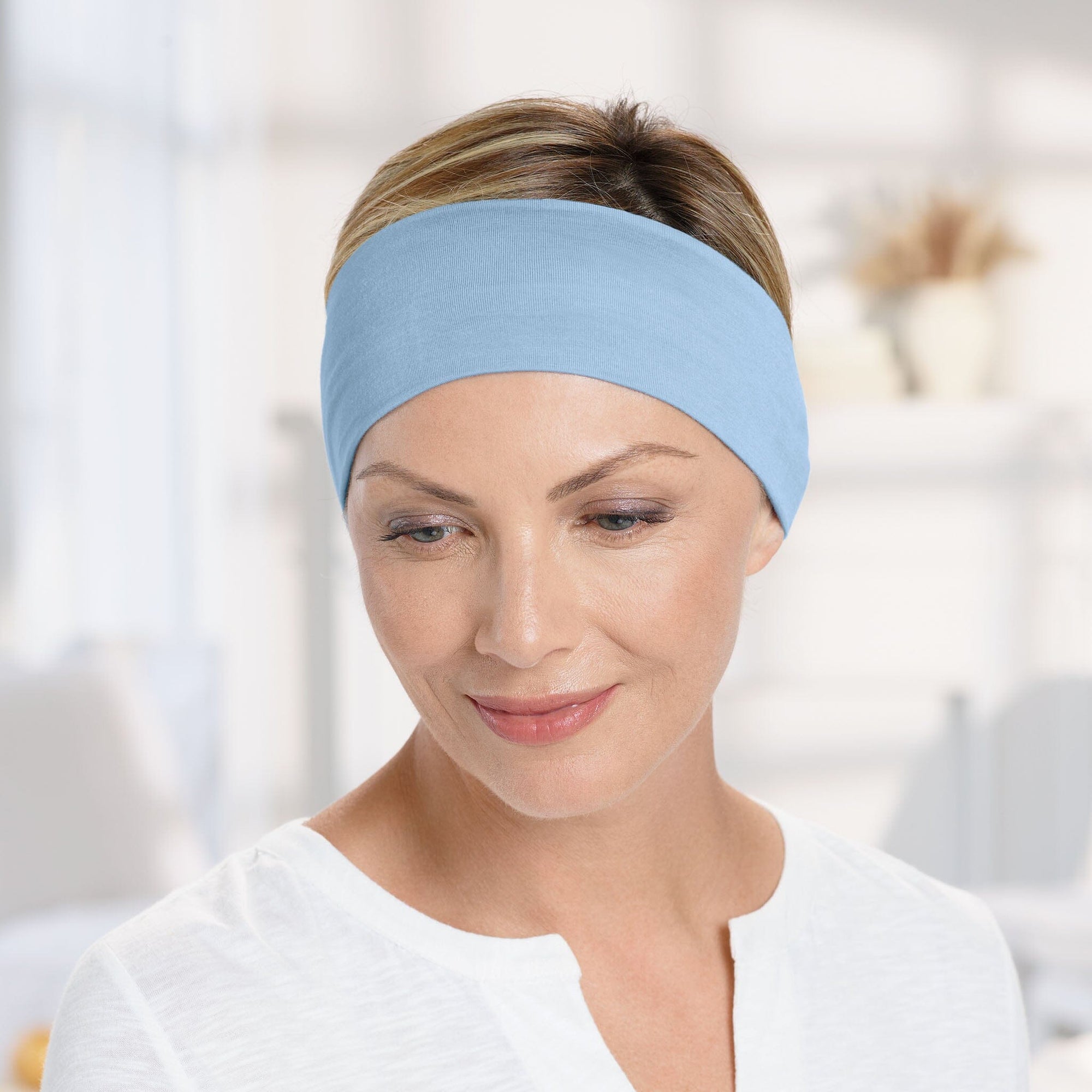 #9276 Stretchy 3in Wide Bamboo Knit Headband in Chambray Blue