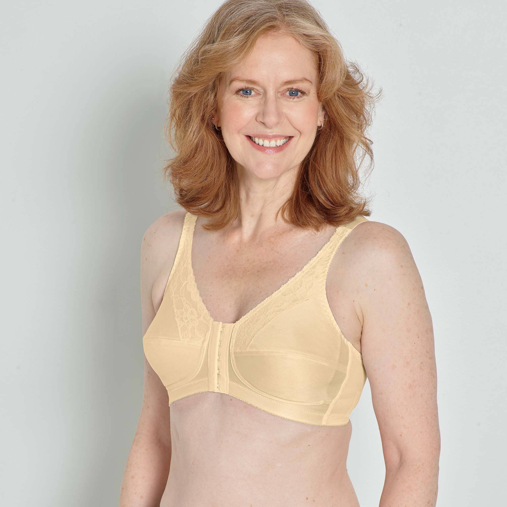 Front Close Mastectomy Bra with Modern Lace (Sister) 1105263-S -  1113970-F:Pantone Tap Shoe:42F