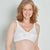 Front view #7581 Lace Accent Front Closure Mastectomy Bra shown in white.