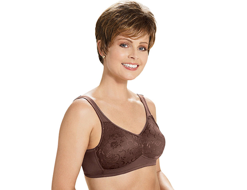 Mastectomy Bras #8159 All Over Lace Microfiber Bra in Chocolate
