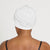 Back view #8198 Ruffle Accent Swim Cap shown in white.