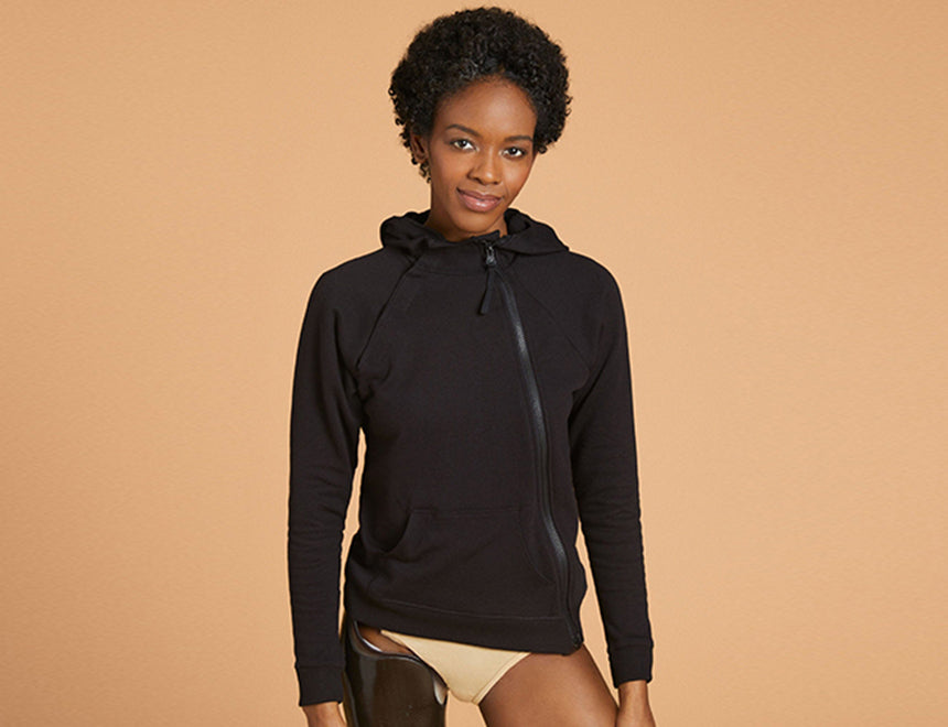 Post-Surgical Support Products #9684 Slick Chicks Accessible Hoodie in Black