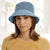 Hat shown in Dusty Blue with Gabor Halo (#8744), in GL10-14 Walnut.