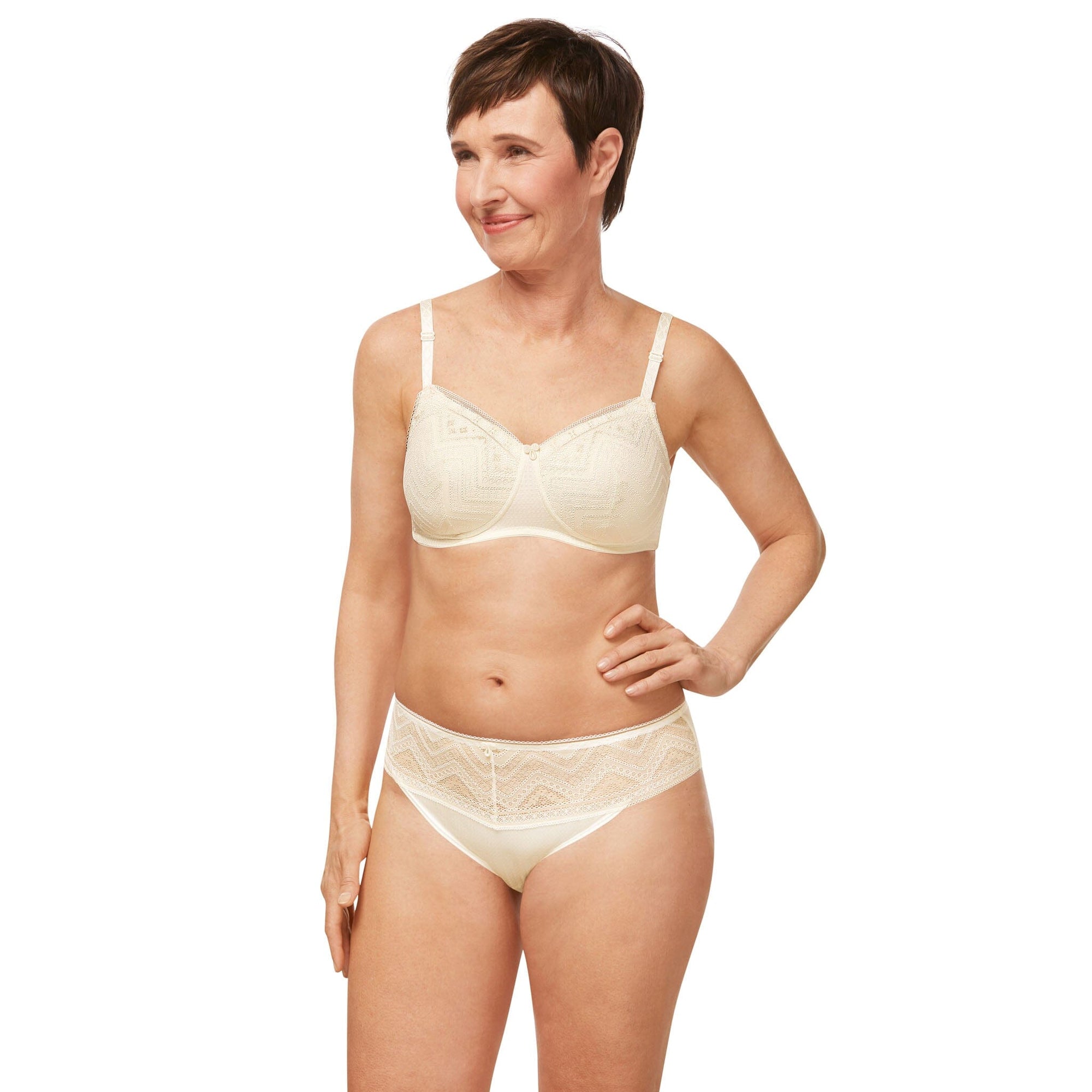 Panty shown in Off White/Light Beige pairs with matching Bras (#9232, #9233, #9234), sold separately