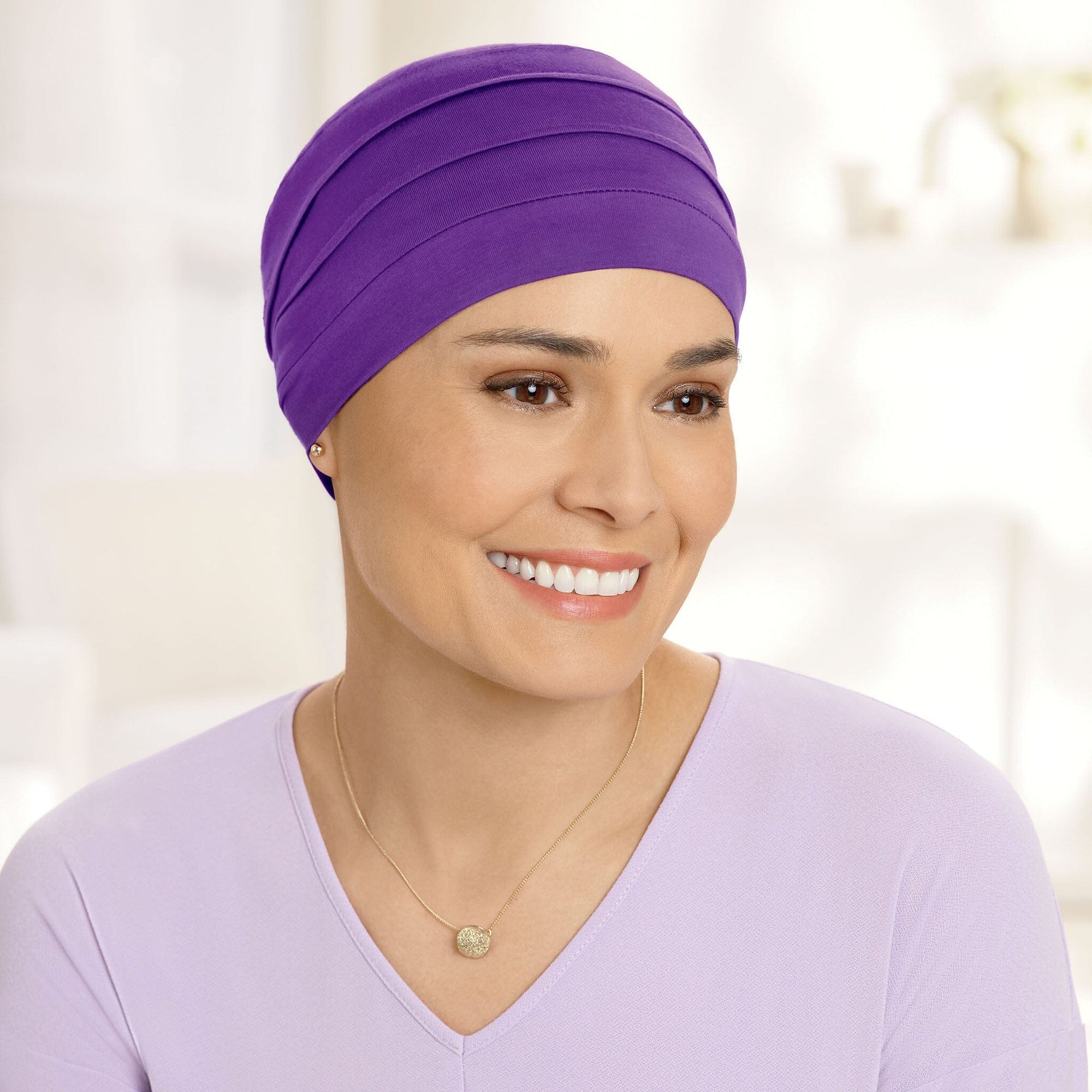 Shown in Purple Turban with #8406 Silver Bead Headband