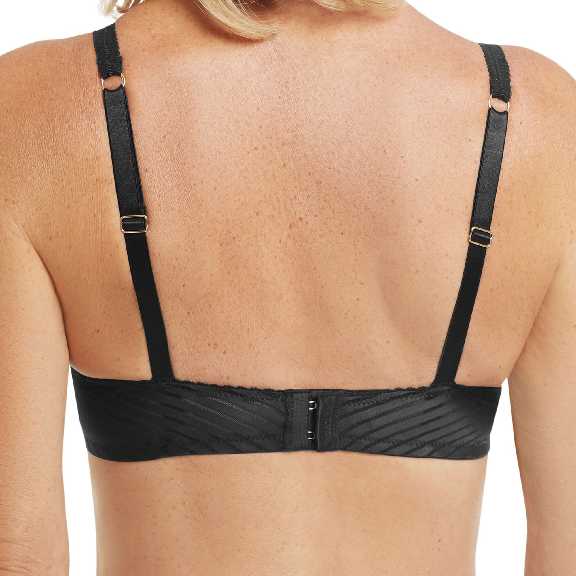Amoena® Karolina Wire-Free Bra Shown in Black/Nude-Back View