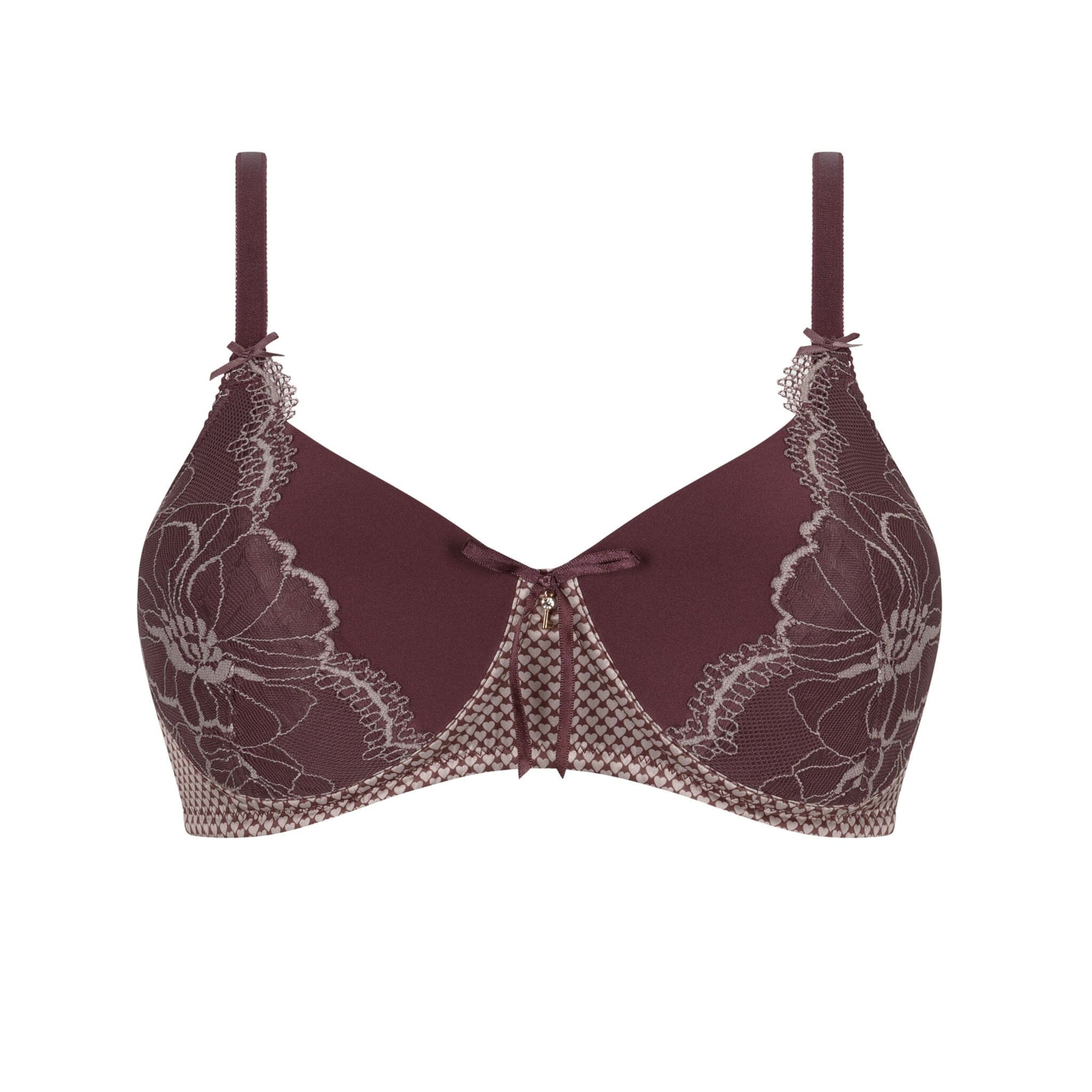Amoena® Be Amazing Padded Wire-Free Bra Shown in Sweet Chocolate/Taupe-Ribbon Detail