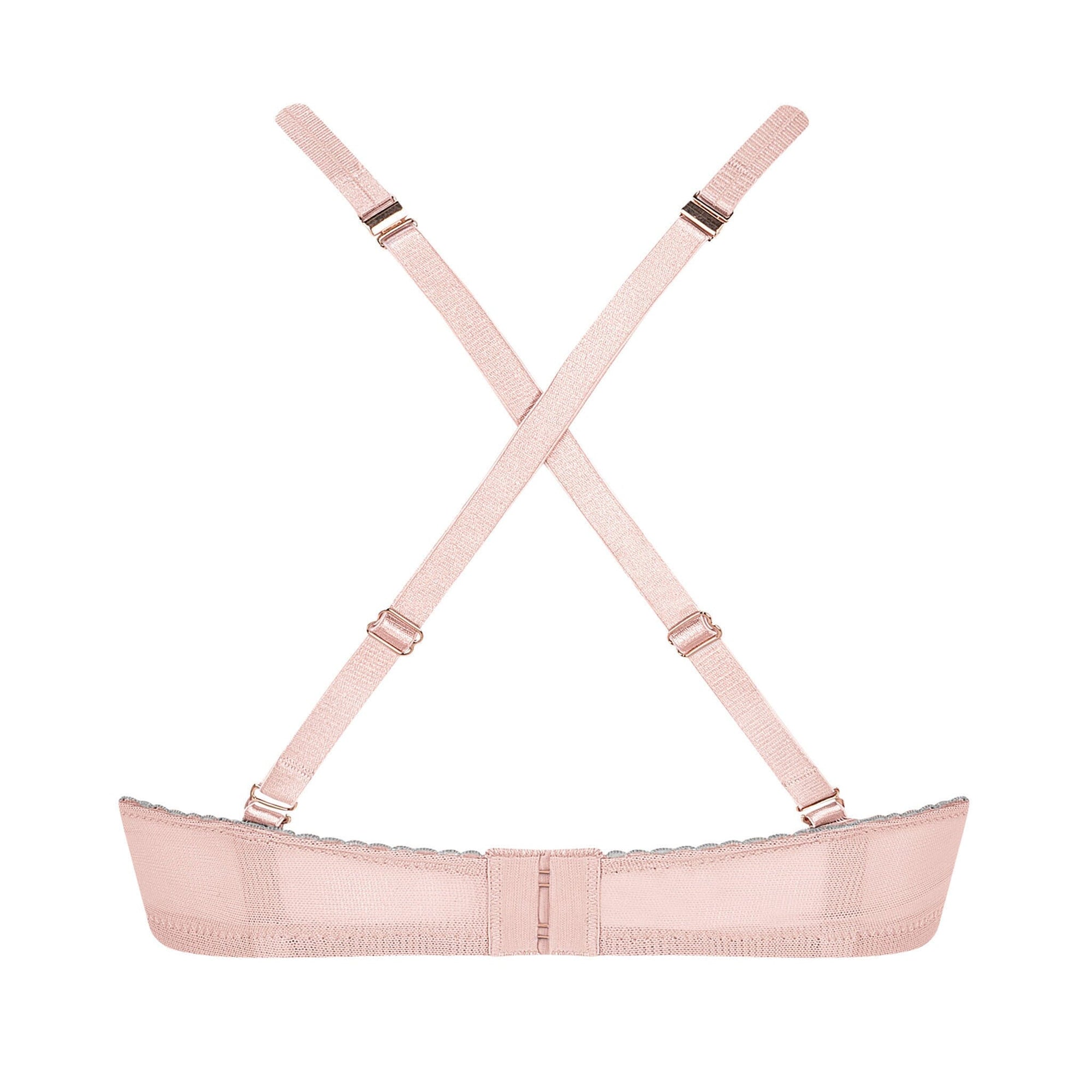 Amoena® Cherish Padded Wire-Free Bra Shown in Dreamy Pink/Light Grey-Back View-Crisscross Straps