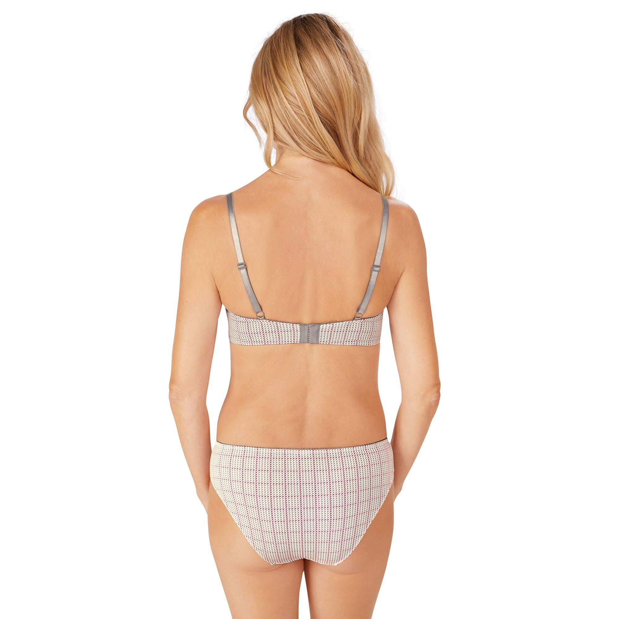 Amoena® Luna Panty Shown in Grey/Multi with Luna Padded Bra (#9605). Front View.