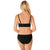 Amoena® Kyra Panty Shown in Black/Light Nude with Kyra Underwire Bra (#9609). Front View.