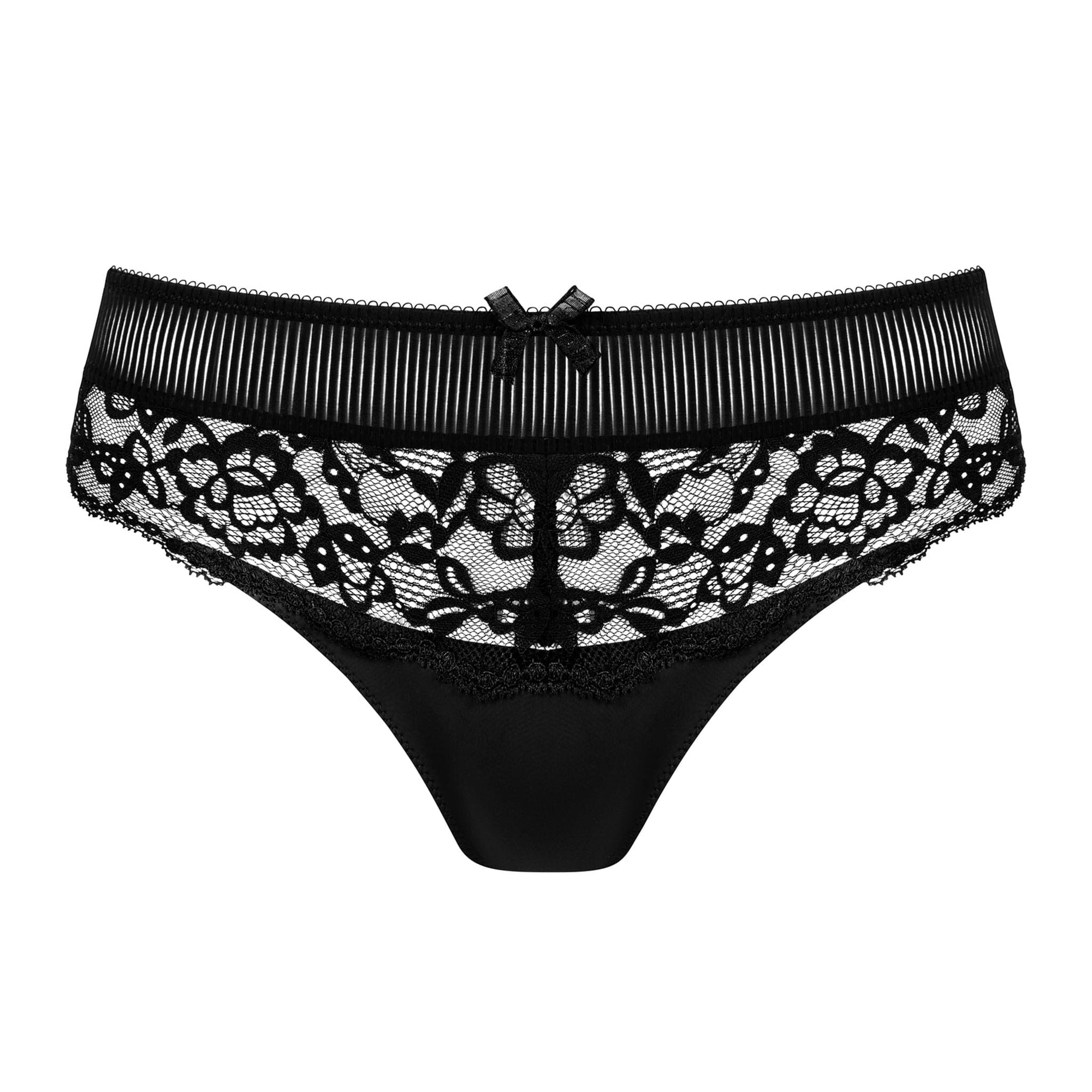 Amoena® Kyra Panty Shown in Black/Light Nude. Front View.