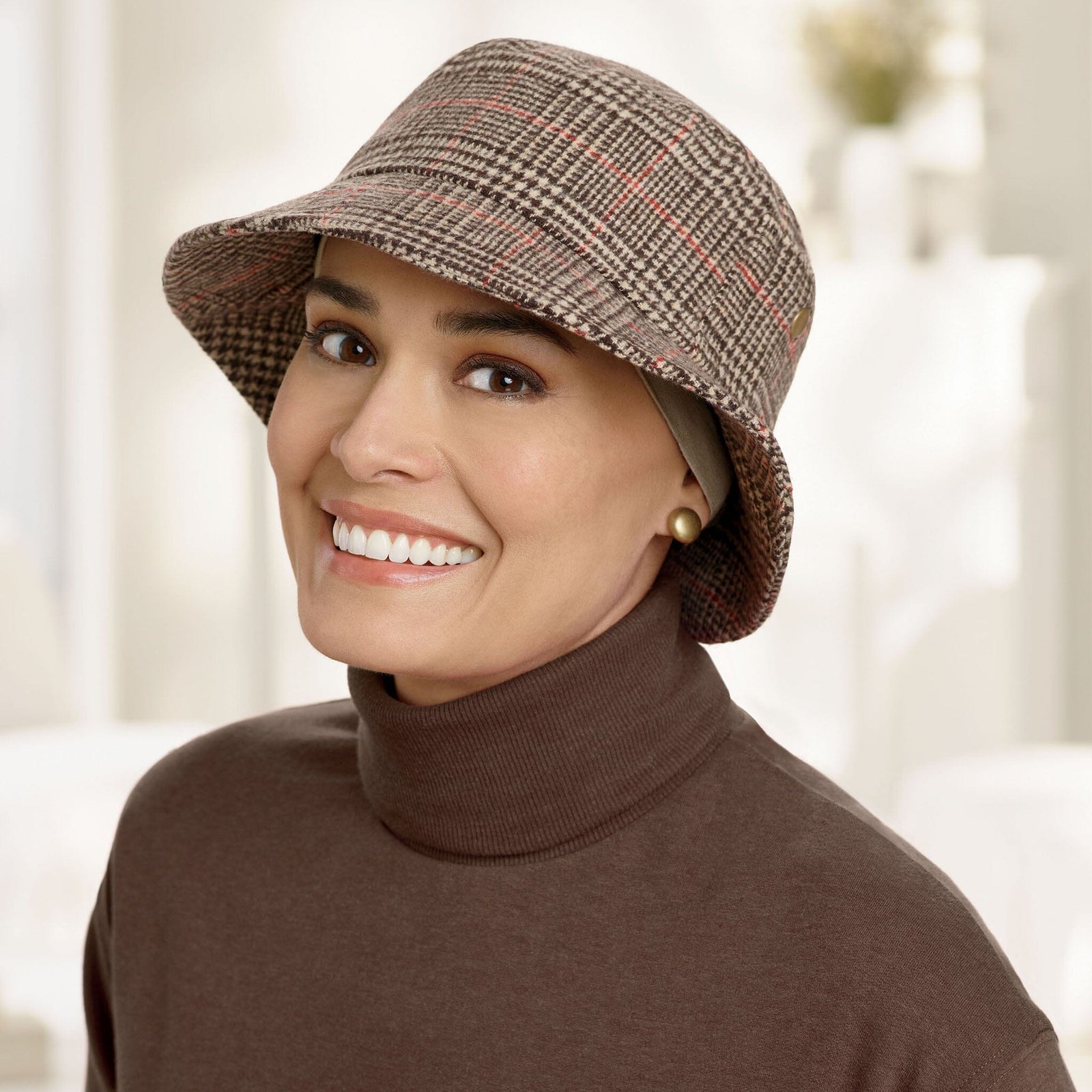 Plaid Bucket Hat - Brown PLD One Size - Cancer & Chemotherapy Hats