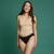 High Waist Brief with hook fasteners. Shown in black with Front Zip Cami in beige (# 9681)