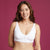 Wireless Zip Front Bra, shown in white with Hipster Panty in white (#9680)