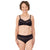 Amoena® Pia Wire-Free Bra and Pia High Waist Panty (#9733) Shown in Black/Sand – Front View