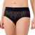 Amoena® Pia High Waist Panty and Pia Padded Underwire Bra (#9732) Shown in Black/Sand – BackView
