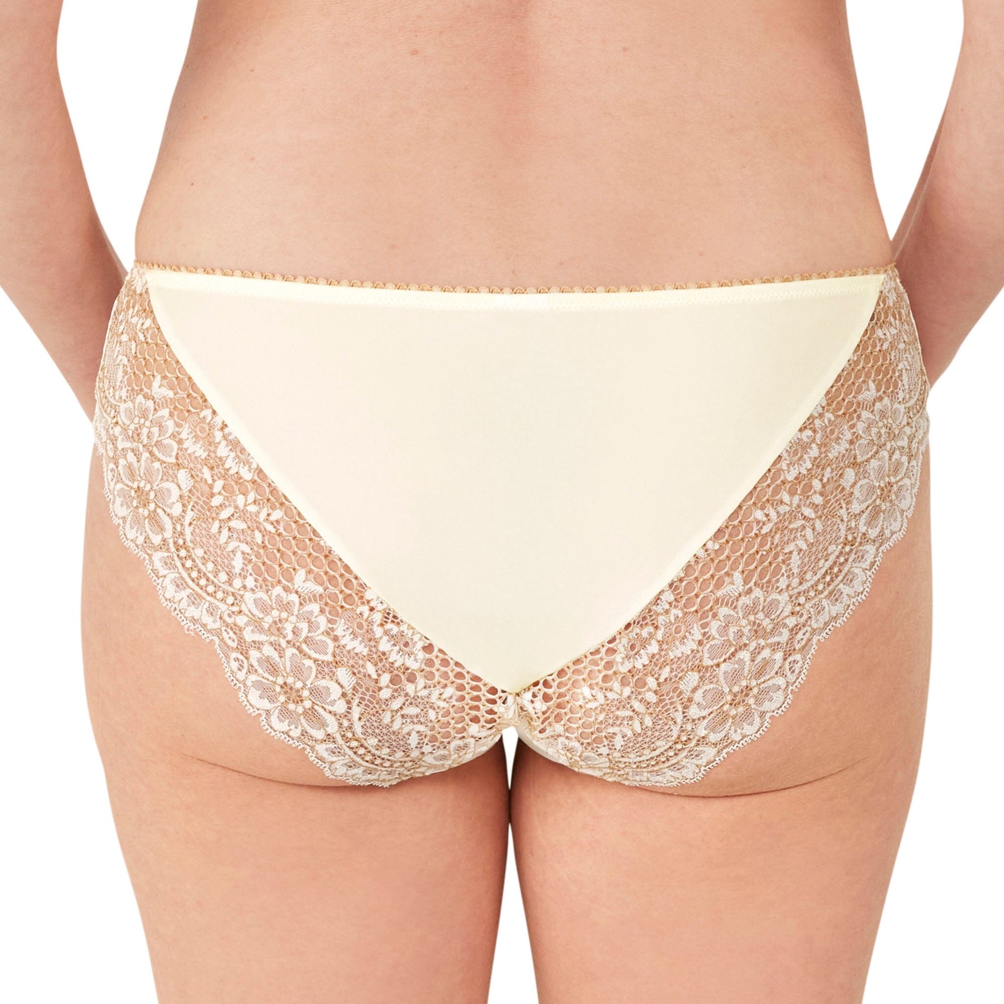 Amoena® Alina Panty and Alina Padded Wire-Free Bra (#9735) Shown in Off-White Beige – Back View