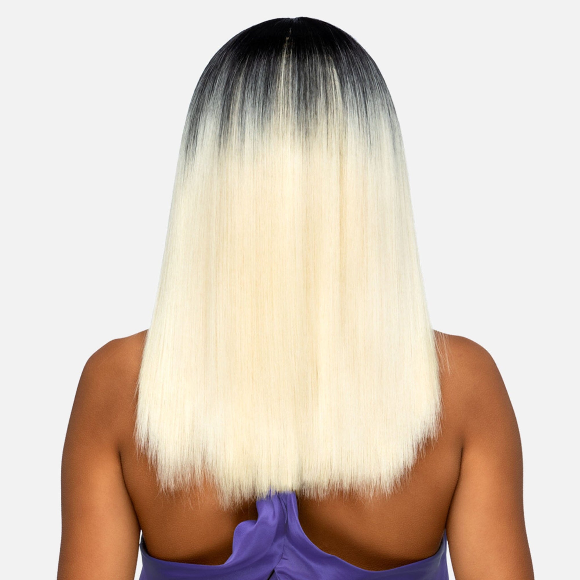 (3T1B/60/30) Three Tone: Off Black Top, Silver White Middle, and Copper Blonde Bottom